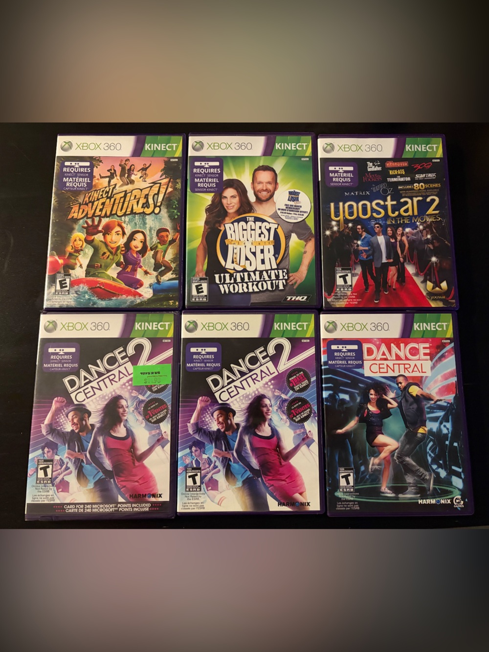 All 6 XBOX 360 Kinect Video System Games Dance Action Bundle